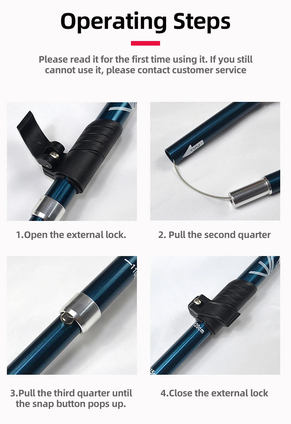 5-Section Folding Trekking Pole – Telescopic Hiking Stick for Camping, Nordic Walking, Travel